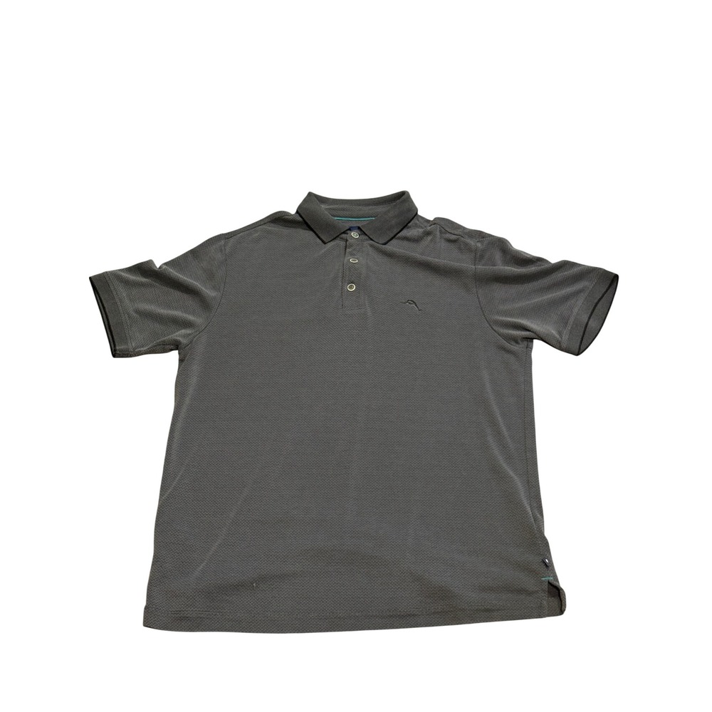 Tommy Bahama Mens Polo Shirt Gray Micro Diamond Pattern Short Sleeve M